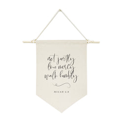 Act Justly Love Mercy Walk Humbly, Micah 6:8 Cotton Canvas Scripture, Bible Hanging Wall Banner - The Cotton and Canvas Co.