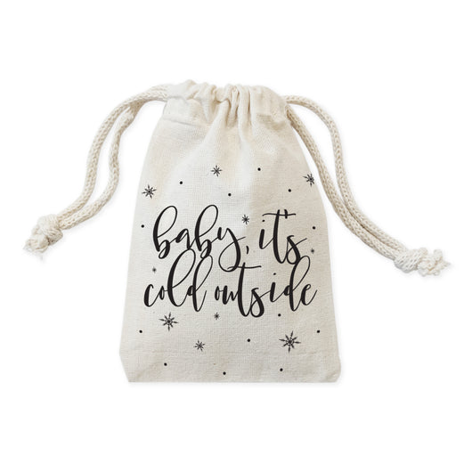Baby Its Cold Outside Cotton Canvas Christmas Holiday Favor Bags, 6-Pack - The Cotton and Canvas Co.