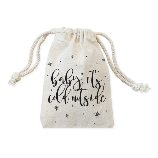 The Cotton and Canvas Co. Baby Its Cold Outside Cotton Canvas Christmas Holiday Favor Bags, 6-Pack