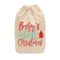 Baby's First Christmas Cotton Canvas Santa Sack - The Cotton and Canvas Co.