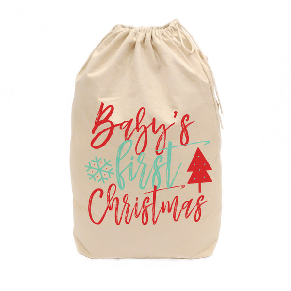 The Cotton and Canvas Co. Baby's First Christmas Cotton Canvas Santa Sack