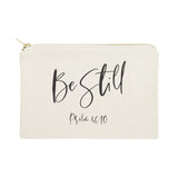 Be Still, Psalm 46:10 Cotton Canvas Cosmetic Bag - The Cotton and Canvas Co.