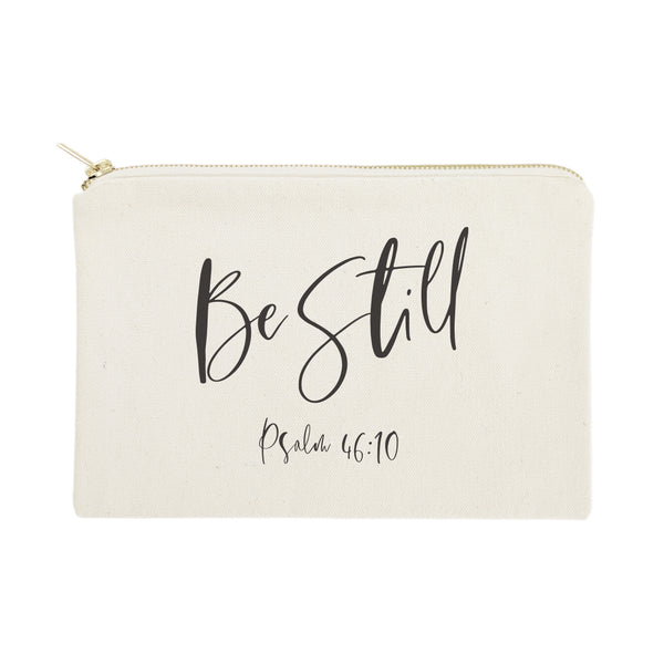 The Cotton and Canvas Co. Be Still, Psalm 46:10 Cotton Canvas Cosmetic Bag