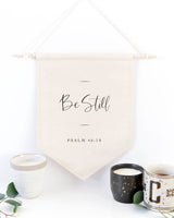 Be Still, Psalm 46:10 Hanging Wall Banner Cotton Canvas Scripture, Bible Hanging Wall Banner - The Cotton and Canvas Co.