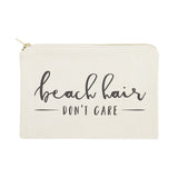 Beach Hair Don't Care Cotton Canvas Cosmetic Bag - The Cotton and Canvas Co.