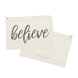 Believe Cotton Canvas Cosmetic Bag - The Cotton and Canvas Co.