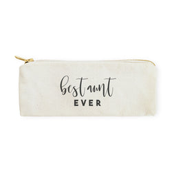 Best Aunt Ever Cotton Canvas Pencil Case and Travel Pouch - The Cotton and Canvas Co.