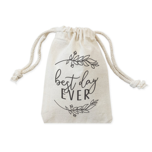 Best Day Ever Cotton Canvas Wedding Favor Bags, 6-Pack - The Cotton and Canvas Co.
