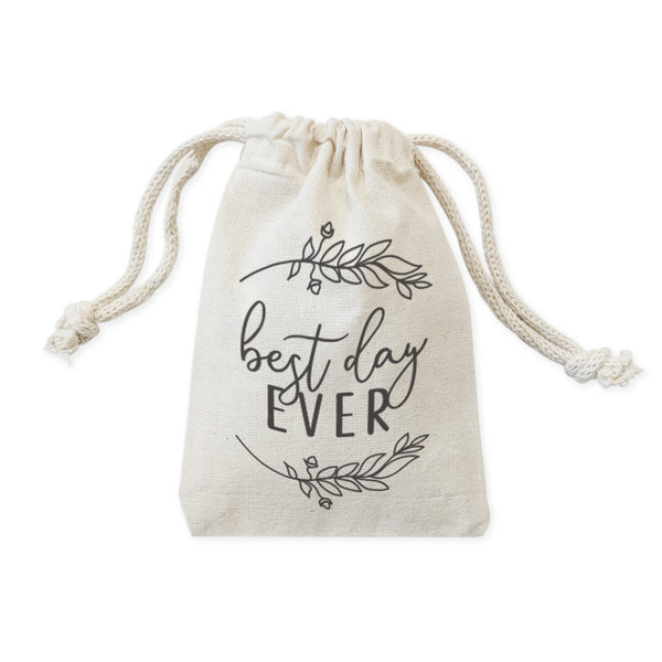 The Cotton and Canvas Co. Best Day Ever Cotton Canvas Wedding Favor Bags, 6-Pack