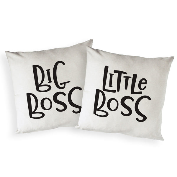 The Cotton and Canvas Co. Big Boss and Little Boss Cotton Canvas Pillow Covers, 2-Pack