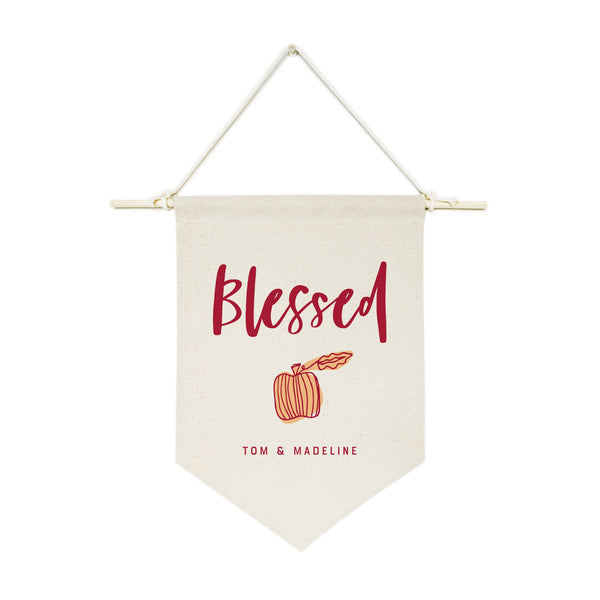 The Cotton and Canvas Co. Personalized Couple Names Blessed Hanging Wall Banner