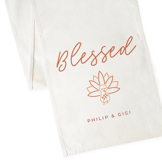 Personalized Couple Names Blessed Canvas Table Runner - The Cotton and Canvas Co.