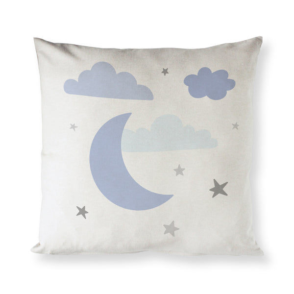 The Cotton and Canvas Co. Blue Clouds and Moon Cotton Canvas Baby Pillow Cover
