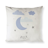 Personalized Blue Clouds and Moon Baby Pillow Cover - The Cotton and Canvas Co.