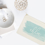 Personalized Name Blue Watercolor Cosmetic Bag and Travel Make Up Pouch - The Cotton and Canvas Co.