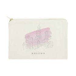 Boston Cityscape Cotton Canvas Cosmetic Bag - The Cotton and Canvas Co.