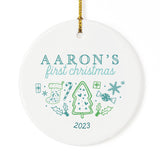 Modern Personalized Name First Christmas Ornament