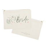 Floral Bride Cotton Canvas Cosmetic Bag - The Cotton and Canvas Co.