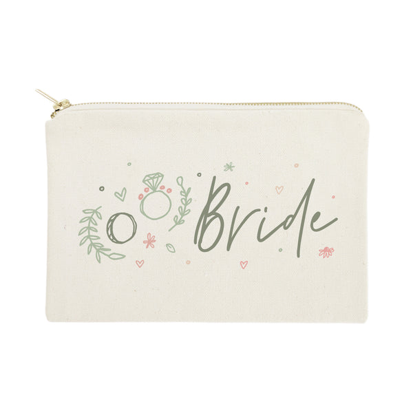 The Cotton and Canvas Co. Floral Bride Cotton Canvas Cosmetic Bag