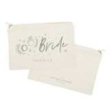 Floral Bride Personalized Cotton Canvas Cosmetic Bag - The Cotton and Canvas Co.