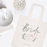 Floral Personalized Name Bride Wedding Cotton Canvas Tote Bag - The Cotton and Canvas Co.