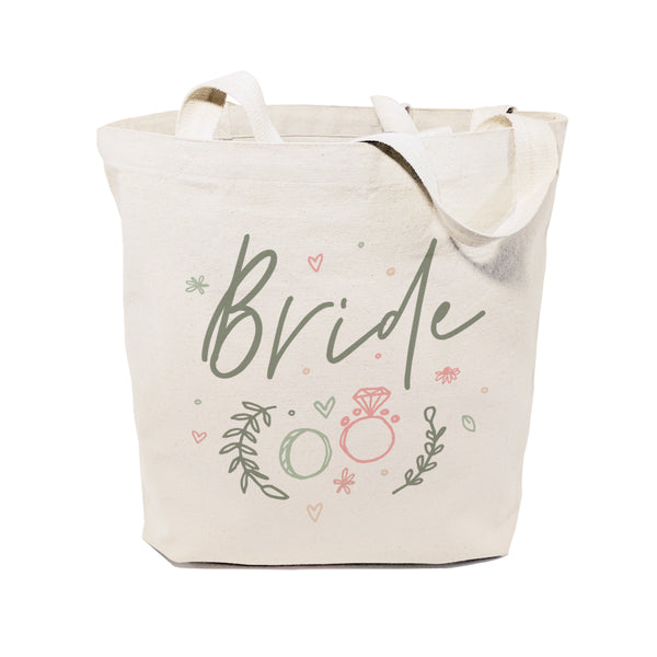 The Cotton and Canvas Co. Floral Bride Wedding Cotton Canvas Tote Bag