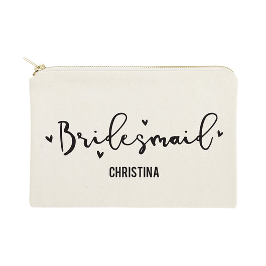 Personalized Bridesmaid Cotton Canvas Cosmetic Bag - The Cotton and Canvas Co.