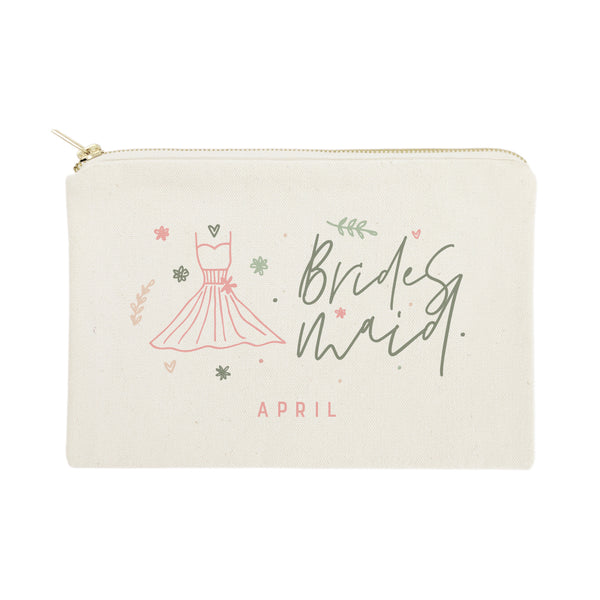 The Cotton and Canvas Co. Floral Bridesmaid Personalized Cotton Canvas Cosmetic Bag