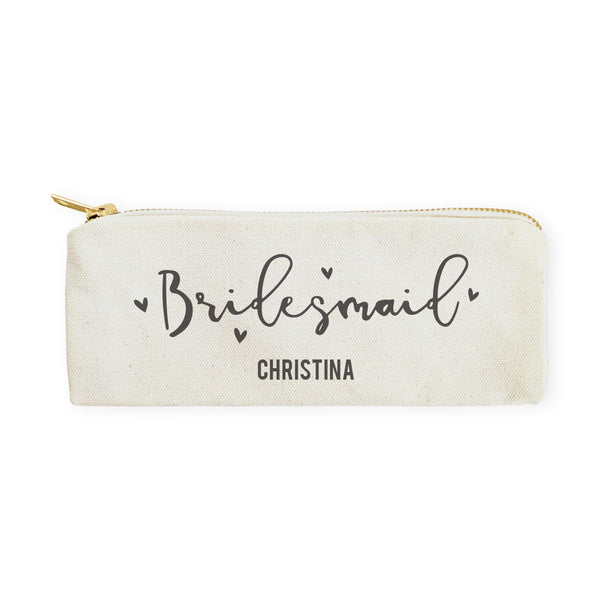 The Cotton and Canvas Co. Bridesmaid Personalized Cotton Canvas Pencil Case and Travel Pouch