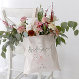 Floral Personalized Name Bridesmaid Wedding Cotton Canvas Tote Bag - The Cotton and Canvas Co.