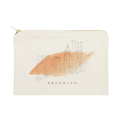 Brooklyn Cityscape Cotton Canvas Cosmetic Bag - The Cotton and Canvas Co.