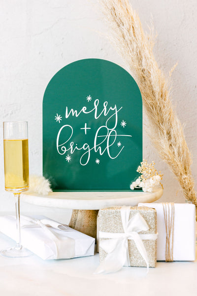 The Cotton and Canvas Co. Merry and Bright Christmas Acrylic Sign