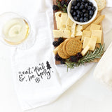 Eat, Drink and Be Merry Christmas Kitchen Tea Towel - The Cotton and Canvas Co.