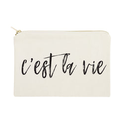 C'est La Vie Cotton Canvas Cosmetic Bag - The Cotton and Canvas Co.