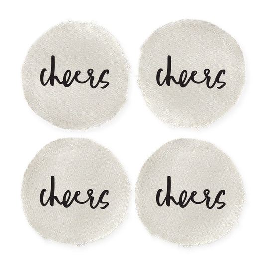 Cheers Cotton Canvas Drink Coasters, Set of 4 - The Cotton and Canvas Co.