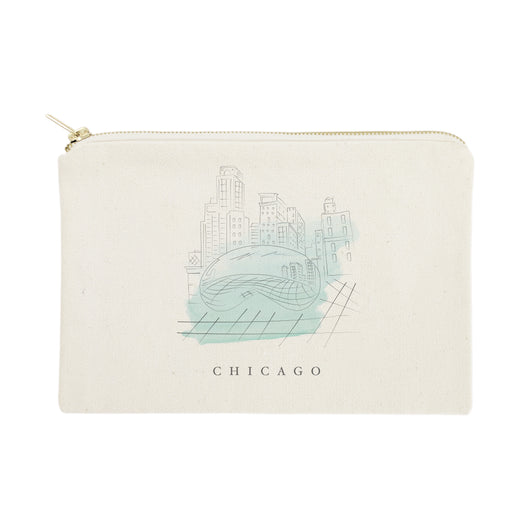 Chicago Cityscape Cotton Canvas Cosmetic Bag - The Cotton and Canvas Co.