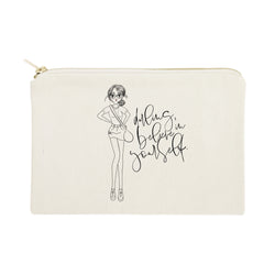 Darling, Believe in Yourself Cotton Canvas Cosmetic Bag - The Cotton and Canvas Co.