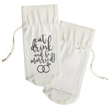 Eat, Drink and Be Married Cotton Canvas Wine Bag - The Cotton and Canvas Co.