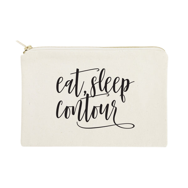 The Cotton and Canvas Co. Eat, Sleep, Contour Cotton Canvas Cosmetic Bag