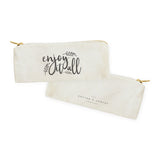 Enjoy It All Cotton Canvas Pencil Case and Travel Pouch - The Cotton and Canvas Co.