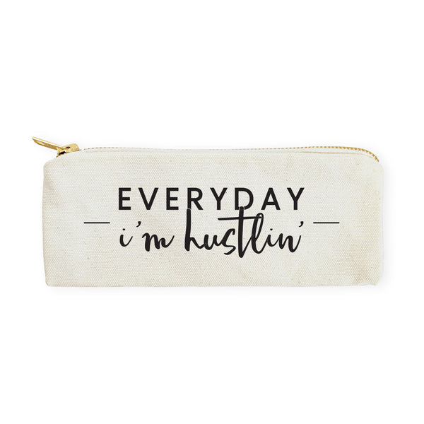 The Cotton and Canvas Co. Everyday I'm Hustlin' Cotton Canvas Pencil Case and Travel Pouch