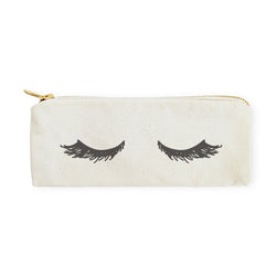 Closed Eyelashes Cotton Canvas Pencil Case and Travel Pouch - The Cotton and Canvas Co.