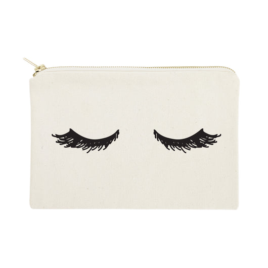 Closed Eyelashes Cotton Canvas Cosmetic Bag - The Cotton and Canvas Co.