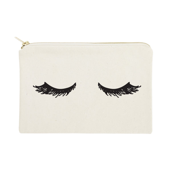 The Cotton and Canvas Co. Closed Eyelashes Cotton Canvas Cosmetic Bag