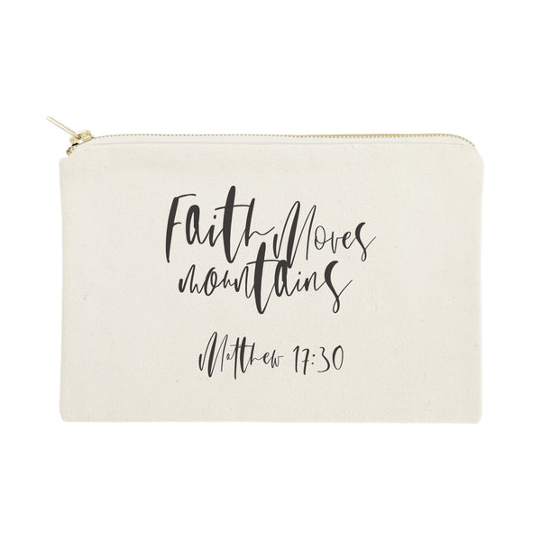 The Cotton and Canvas Co. Faith Moves Mountains, Matthew 17:30 Cotton Canvas Cosmetic Bag