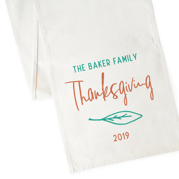 The Cotton and Canvas Co. Personalized Family Last Name Thanksgiving and Year Canvas Table Runner