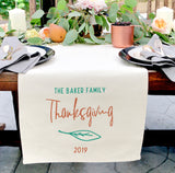 Personalized Family Last Name Thanksgiving and Year Canvas Table Runner - The Cotton and Canvas Co.