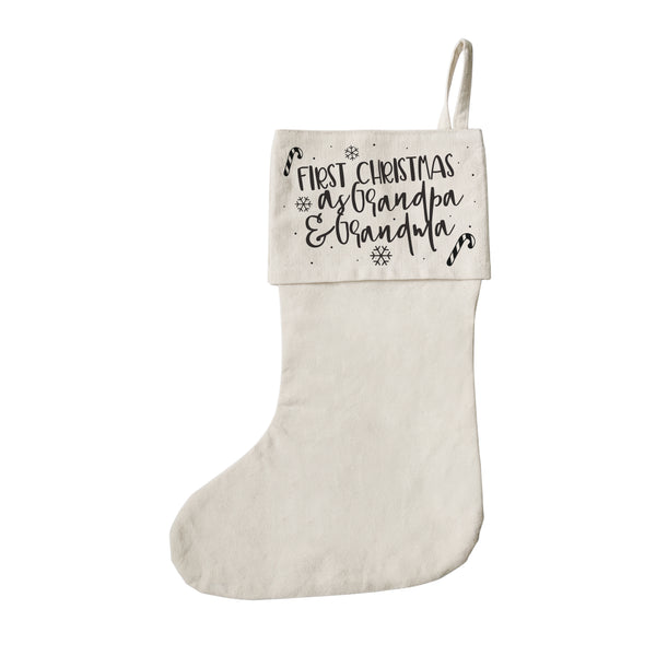 The Cotton and Canvas Co. First Christmas as Grandma and Grandpa Christmas Stocking