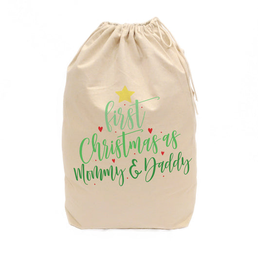 First Christmas as Mommy and Daddy Christmas Santa Sack - The Cotton and Canvas Co.