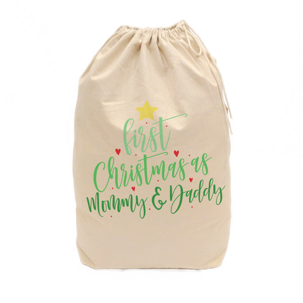 The Cotton and Canvas Co. First Christmas as Mommy and Daddy Christmas Santa Sack